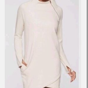 Athleta Cream Long Sleeve Wrap Hem Dress